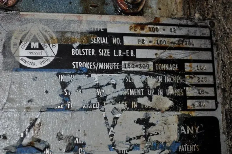 MINSTER 100 TON SSDC PRESS, STOCK# 13610J