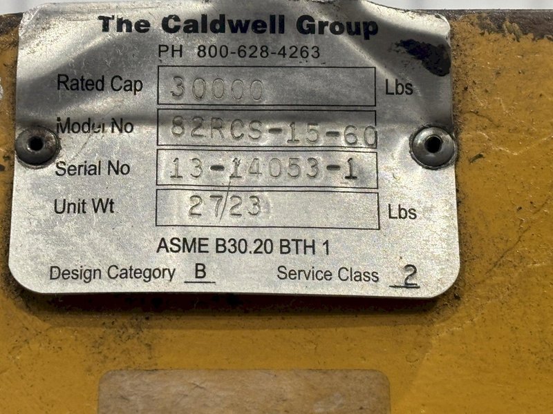 15 TON X 60&quot; CALDWELL MODEL 82RCS-15-60 C HOOK COIL LIFTER &amp; PARKING STAND: STOCK #22721