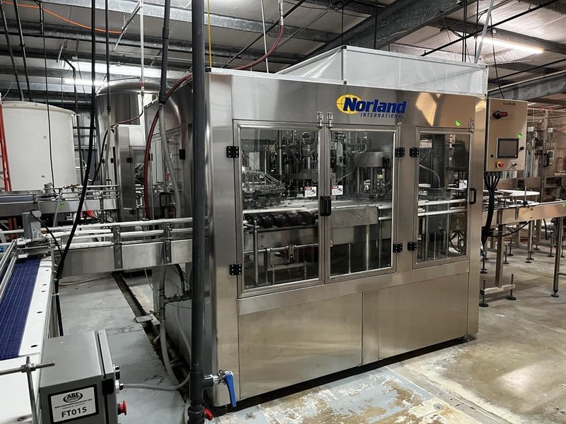 Norland International Complete line with (2) GlassPak66 Monoblock Systems (16oz and 25 Oz)  for Glass or Aluminum with Fluid Solutions 3 Head ROPP Capper, 2020: