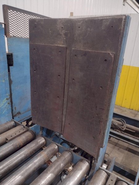 20,000 LBS BRANER HYDRAULIC COIL UPENDER WITH POWER FEED CONVEYOR: YOBRO #25238