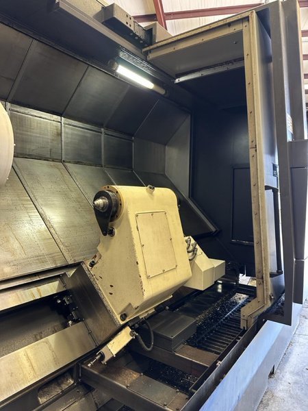 Hwacheon Hi-Tech 850L CNC Lathe, 2013 – 32″ Chuck, Tailstock, Chip Conveyor, Tool Presetter