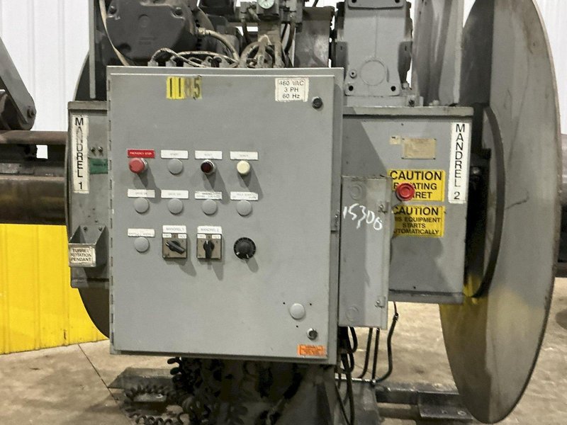 20,000 LB X 48" COLT CHD-DR2000 DOUBLE END UNCOILER WITH ROWE COIL CAR. STOCK # 0217826