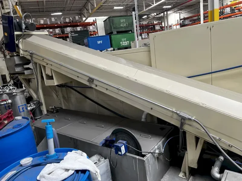 USED ALMCO MODEL V-14120 CONTINUOUS THRU-FEED VIBRATORY FINISHING SYSTEM, Year: 2022