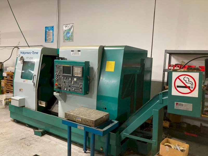 Nakamura-Tome WT-250 CNC Lathe, 2001 – Twin Turret, Chip Conveyor, Parts Catcher