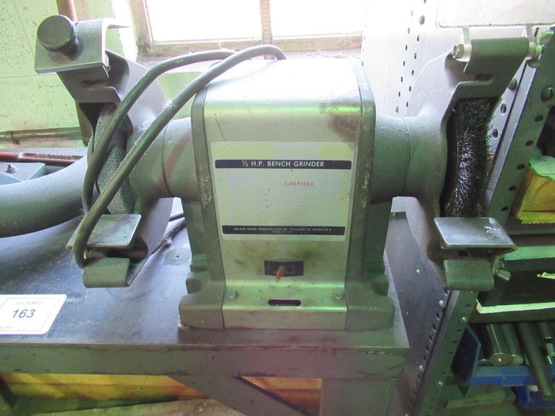 Sanding &amp; Grinding Station with Table Mounted 6&quot; Double End Grinder and 12&quot; Disc Grinder- Auction Item