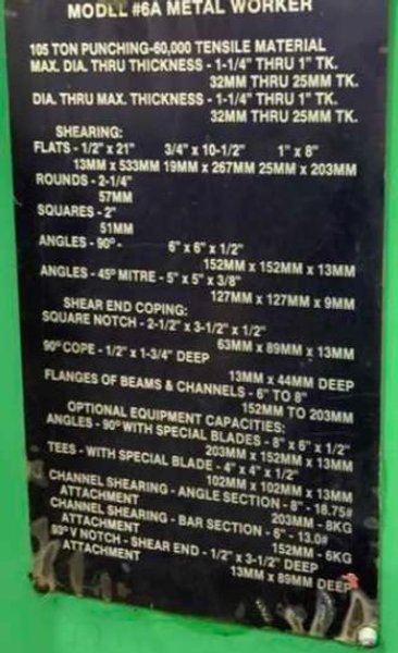 105 TON HILL ACME MODEL #6A HYDRAULIC IRONWORKER W/ CLAMPING: STOCK #22832