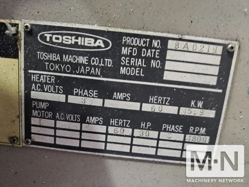 190 TON 15.9 OZ TOSHIBA MODEL ISF190SII-10A INJECTION MOLDING MACHINE MFG 1994