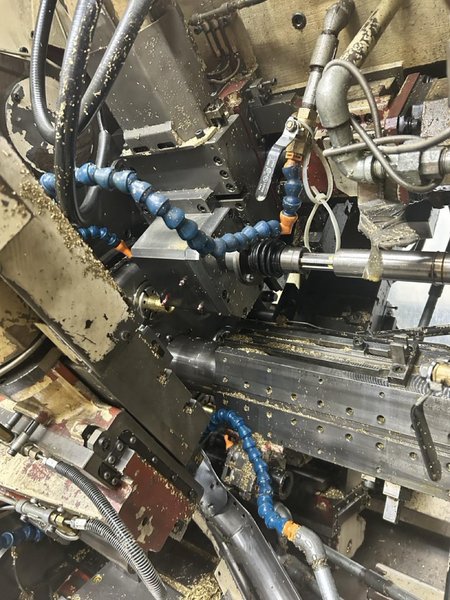 Mitsubishi M-T35E CNC Multi-Spindle Automatic Lathe, 1995 – Chip Conveyor, Bar Feeder