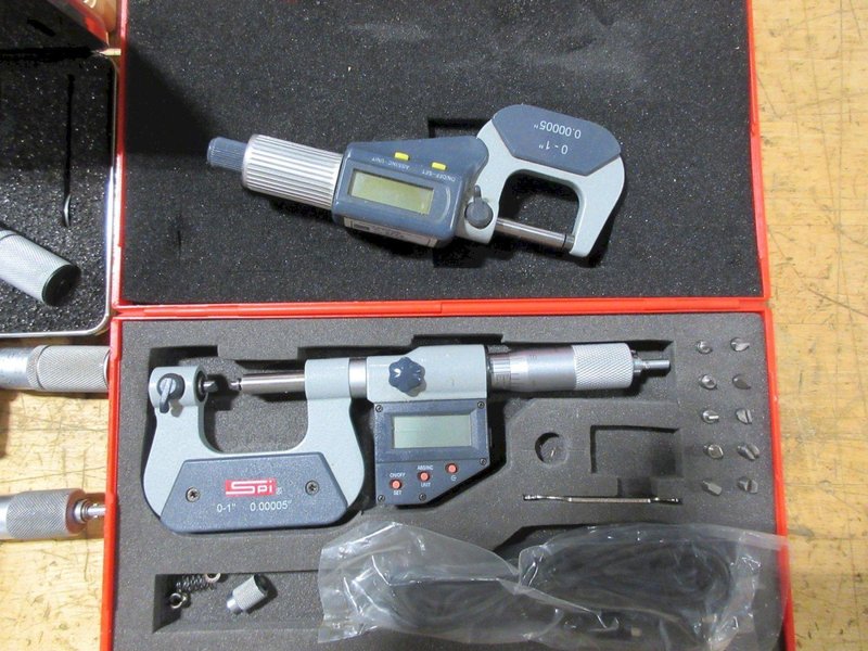 Digital Micrometers 0-1" &amp; 1-2" Travel Ranges, Various Brands, Mitutoyo, Starrett, SPI and Others- Auction Item