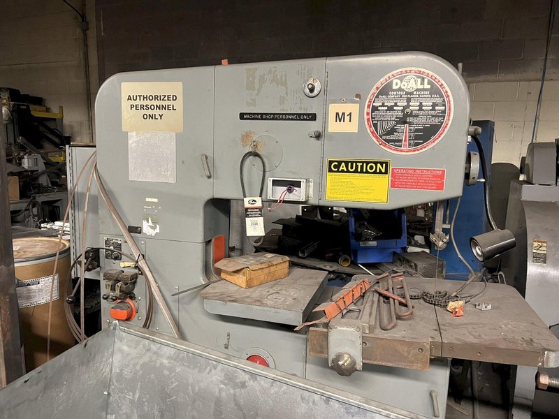 Doall model 3613-10 36" vertical band saw s/n 381-78206 with blade welder and grinder