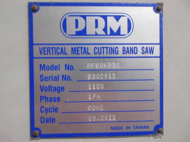 PRM RF66KB30, 7" x 12" Vertical Metal Cutting Band Saw, Variable Speed with Blade Welder/Cutter/Grinder, 110V Single Phase- Auction Item
