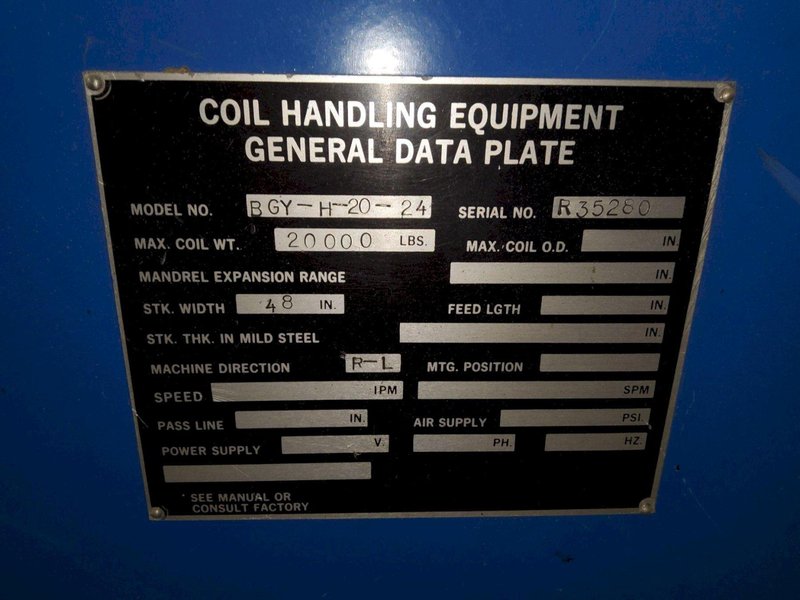 48″ X 20,000LBS X .80″ HERR VOSS CUT-TO-LENGTH LINE W/PRECISION LEVELER