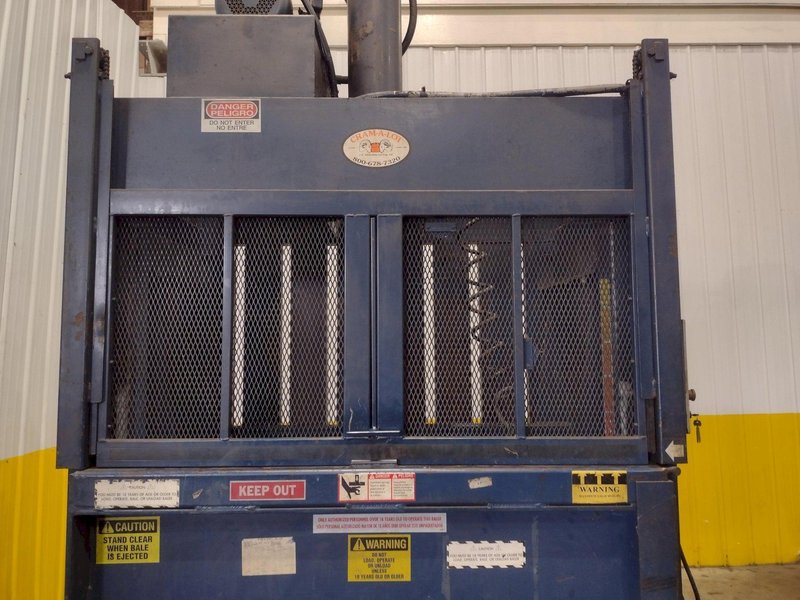 2001 J.V. MFG INC CRAM-A-LOT MODEL #DHR-60-LU VERTICAL CARDBOARD BALER: YOBRO #25051