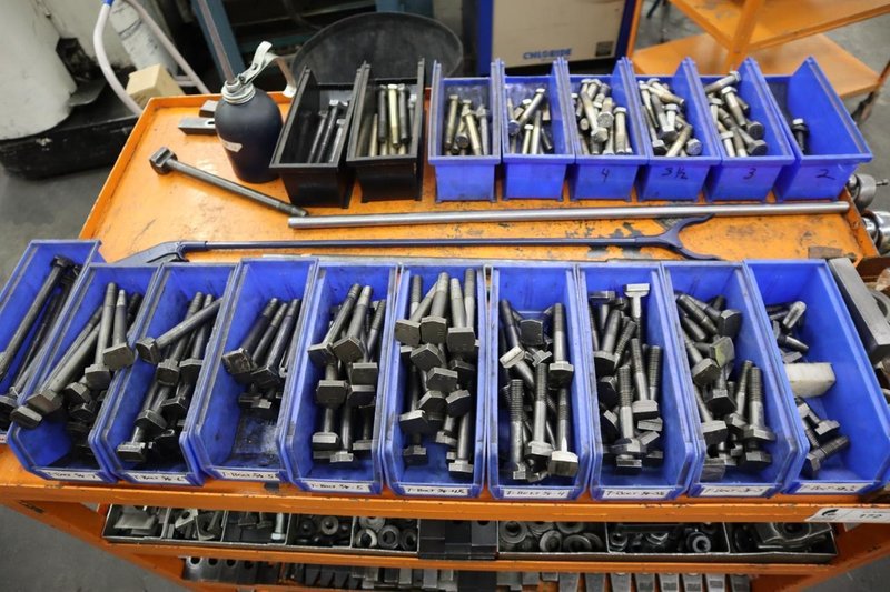 Hold-Down Clamps for Presses and More with Wrenches and Cart- Auction Item