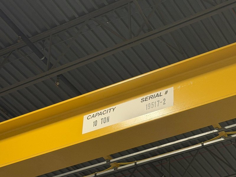 10 TON x 48' SUPERIOR CRANE SINGLE GRIDER OVERHEAD BRIDGE CRANE WITH 10 TON R&amp;M HOIST: YOBRO #26276