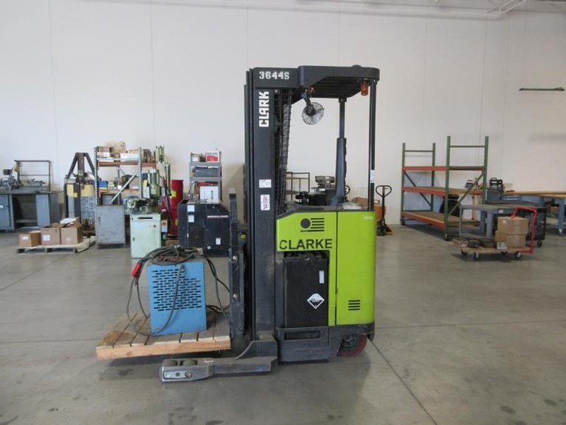 Clark NPR20 Electric Standing Reach Forklift with Auto 1000 24VCharger, 4000 LB Load Capacity- Auction Item