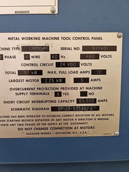Gleaason Model GP130 6 Axis Gear Hobber, With Loading, 5" Diameter Delivered 2000