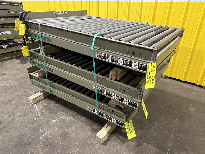 3800 LBS X 60" X 42" SOUTHWORTH HYDRAULIC SCISSOR LIFT TABLE WITH ROLLER CONVEYOR TOP, 110 VOLT: STOCK #20888