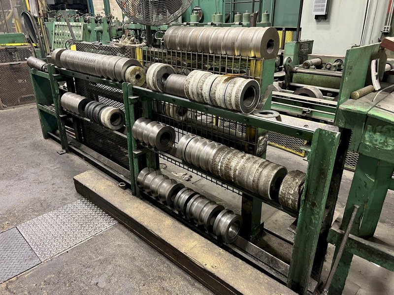 12 ROLL MEECO MODEL #12-12-TPVC (HD3) 2-PLANE SHAPE, ROD &amp; FLAT STOCK ROTARY STRAIGHTENING &amp; CHAMFER SYSTEM: STOCK #18428