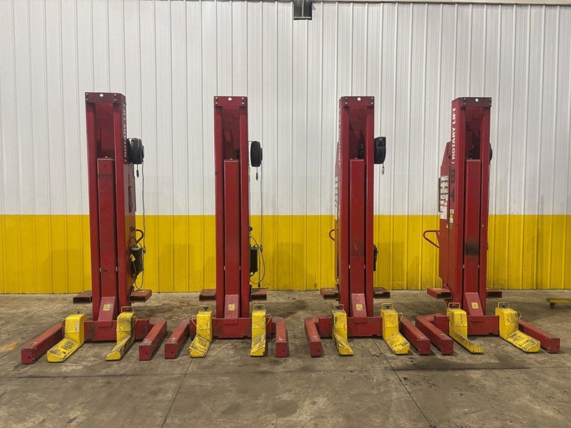 (4) 18,000 LBS ROTARY LIFT MODEL #MCH418U100 WIRELESS BATTERY VEHICLE COLUMN JACK LIFTS: STOCK #23488