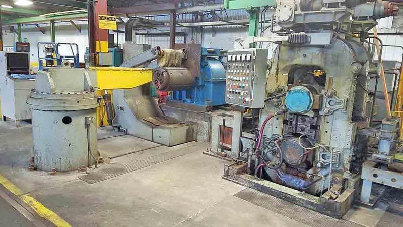 5" x 18" x 14" BLISS/UNITED 4 HIGH NON REVERSING ROLLING MILL (14679)