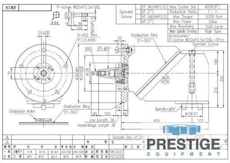 YANG C60 Universal Milling Head, Brand New