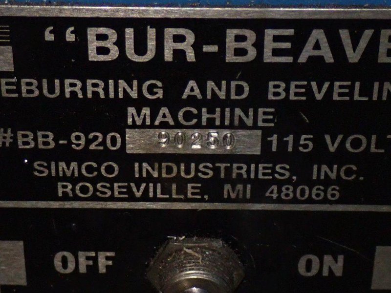 SIMCO INDUSTRIES BUR-BEAVER DEBURRING &amp; BEVELING MACHINE  -  BB-920