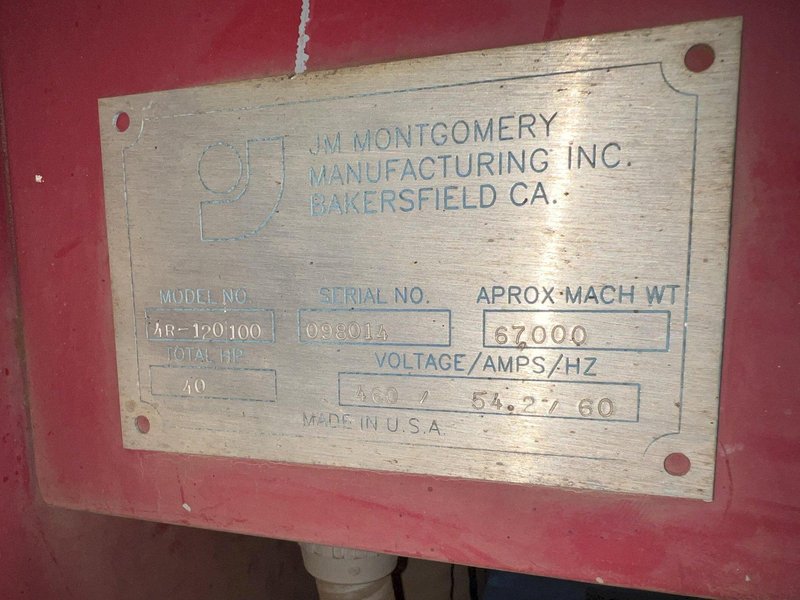 10' X 1" MONTGOMERY MODEL #4R-120100 4-ROLL HYDRAULIC PLATE BENDING ROLL: STOCK 17021