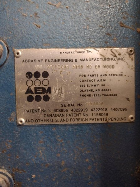 36&quot; X 20 HP AEM BELT GRINDER &amp; SANDER: STOCK 15795