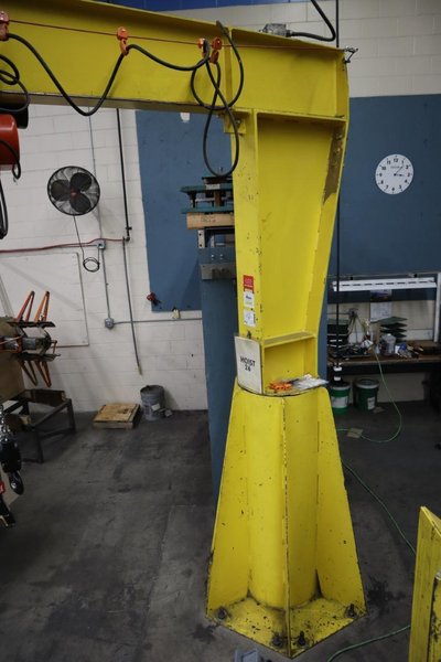 Handling Systems 2 Ton Swiveling Jib Crane, Floor Mounted with CM Lodestar 2 Ton Electric Chain Hoist, Electric Trolley- Auction Item