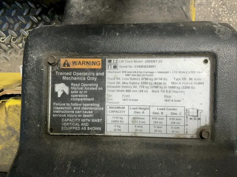 HYSTER 2450 LBS ELECTRIC FORKLIFT  -  J30XMT-22