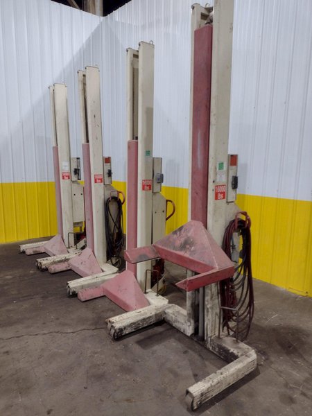 (4) 16,000 LBS STERTIL-KONI MODEL ST-1072 HEAVY DUTY MOBILE COLUMN LIFT JACKS: STOCK #19399