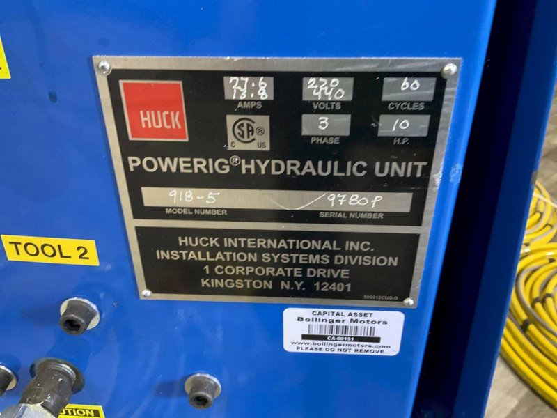 HUCK MODEL 918-5 POWERIG ELECTRIC HYDRAULIC UNIT: STOCK #81202