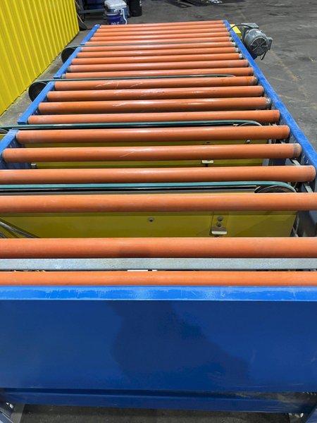120&quot; X 44&quot; LEWCO POWERED ROLLER CONVEYOR WITH PNEUMATIC TRANSFERS: STOCK #19828