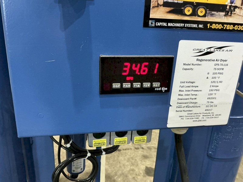 75 SCFM 2015 GREAT LAKES AIR MODEL #GPS-75-116 REGENERATIVE AIR DRYER: YOBRO 25158