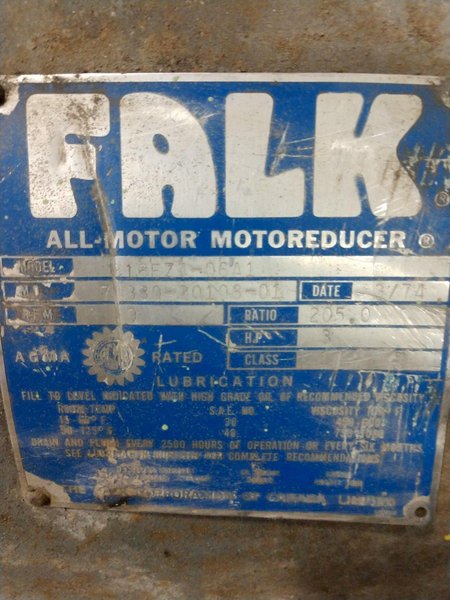 3 HP FALK MODEL 316E74-06A1 ALL-MOTOR MOTOREDUCER: STOCK #10827