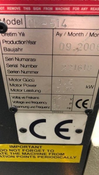 1 - PREOWNED BAILEIGH PLATE ROLL, MODEL #: PR-514, S/N: 221618