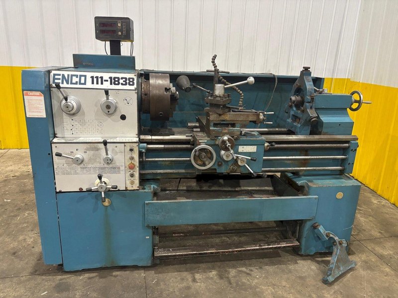 19" X 40" ENCO MODEL #111-1838 GEARED HEAD GAP BED ENGINE LATHE 2.56" HOLE: YOBRO #24324