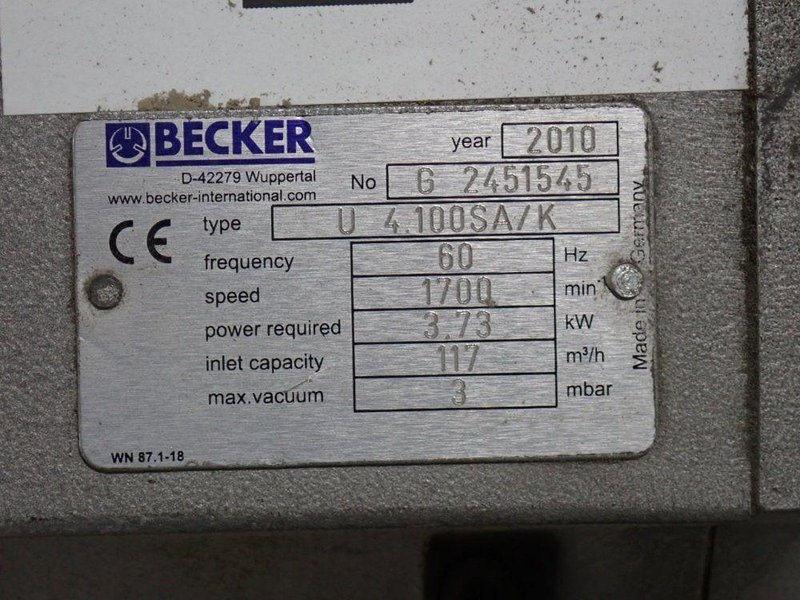 BECKER 3 MBAR VACUUM PUMP  -  U 4.100SA/K