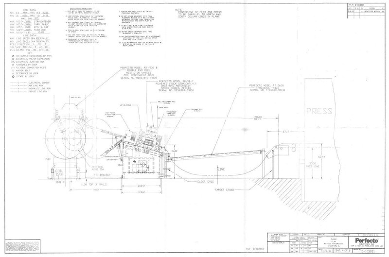 15,000 LB X 36" X 1/4" PERFECTO COIL REEL, CAR &amp; STRAIGHTENER: STOCK #18400