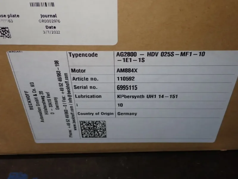 WITTENSTEIN GEAR BOX  -  AG2800-HDV 05S-MF1-10-1E1-1S