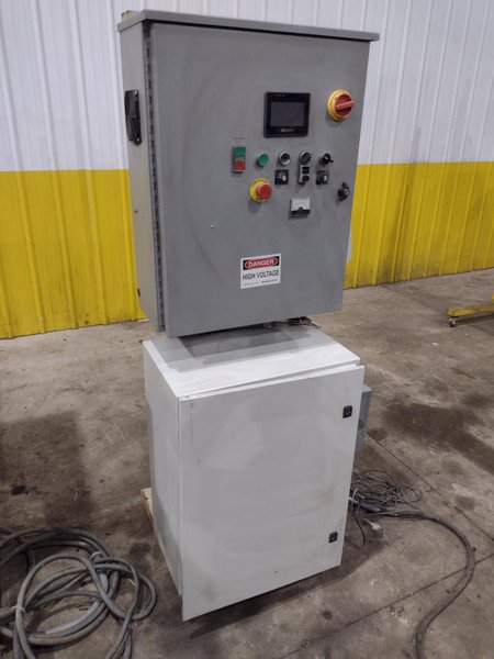 48” WIDE x 30 HP HYDRAULIC IN-LINE COIL PRESS &amp; SHEAR WITH PLC VARIABLE SPEED DRIVE: STOCK #22968