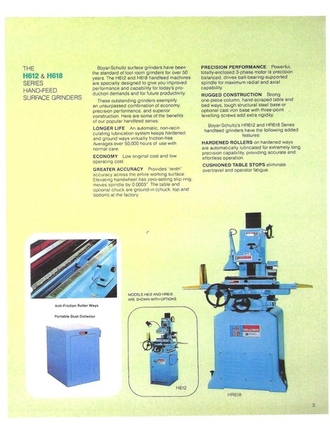 Boyar-Schultz "Challenger" HR618 Roller Way Hand Feed Surface Grinder, S/N C-3666.