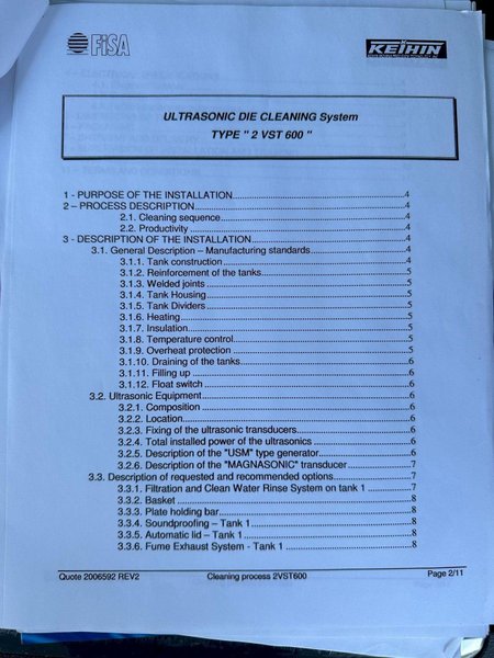 3 TANK FISA MODEL #3VST-350P ULTRASONIC PARTS BASKET TYPE CLEANING SYSTEM: STOCK #20623