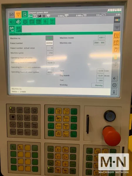 275 TON 15.3 OZ ARBURG MODEL 630S-2500-800 INJECTION MOLDING MACHINE MFG 2012