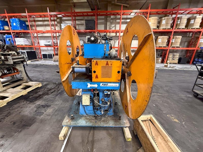 10,000 LBS FMS (FREEDOM MILL SYSTEMS) MODEL #UCD-550 DOUBLE END UNCOILER / COIL REEL: YOBRO #24899