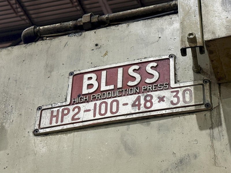 100 TON BLISS MODEL #H2-100-48X30 SSDC STAMPING PRESS &amp; 24" VAMCO SHEAR: YOBRO #25763