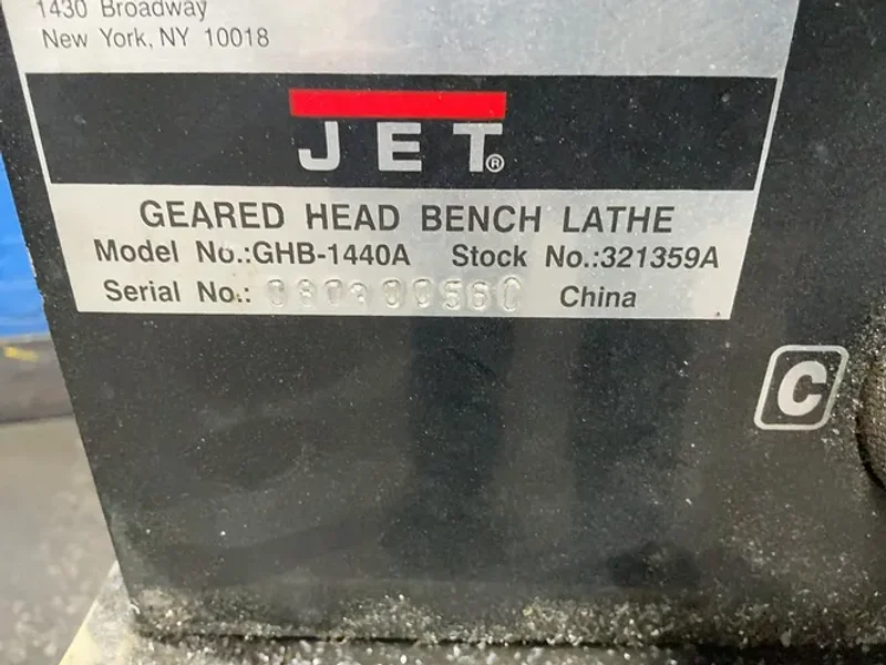 JET 16”X28” GEARED HEAD BENCH LATHE  -  GHB-1440A