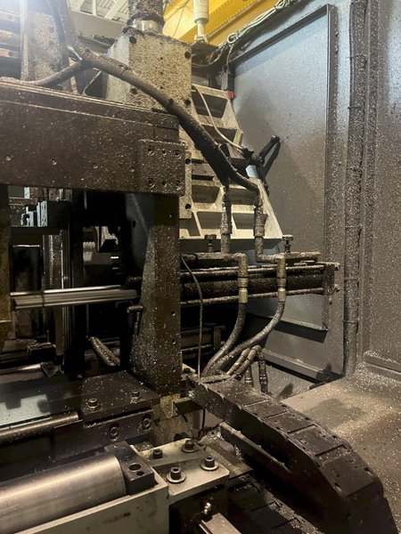 Hyd-Mech Model H-11A Horizontal programmable Automatic saw, 11" x 13" capacity, roller conveyor TS-50 controller. 2015'