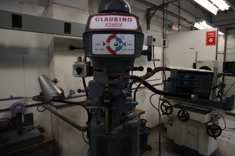 Clausing Kondia 9"x48" Knee Mill, Acu-Rite Millrite 2-Axis DRO, Quill Feed, X-Axis Servo Power Feed- Auction Item
